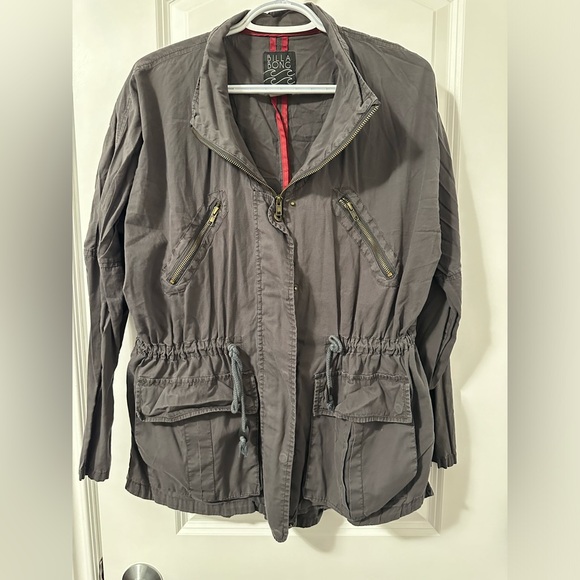 BILLABONG womens drawstring waist utility jacket grey, size medium - Picture 2 of 3